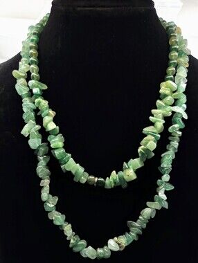 Green Stone Chip Necklace Set Layered Gemstone Necklaces EUC